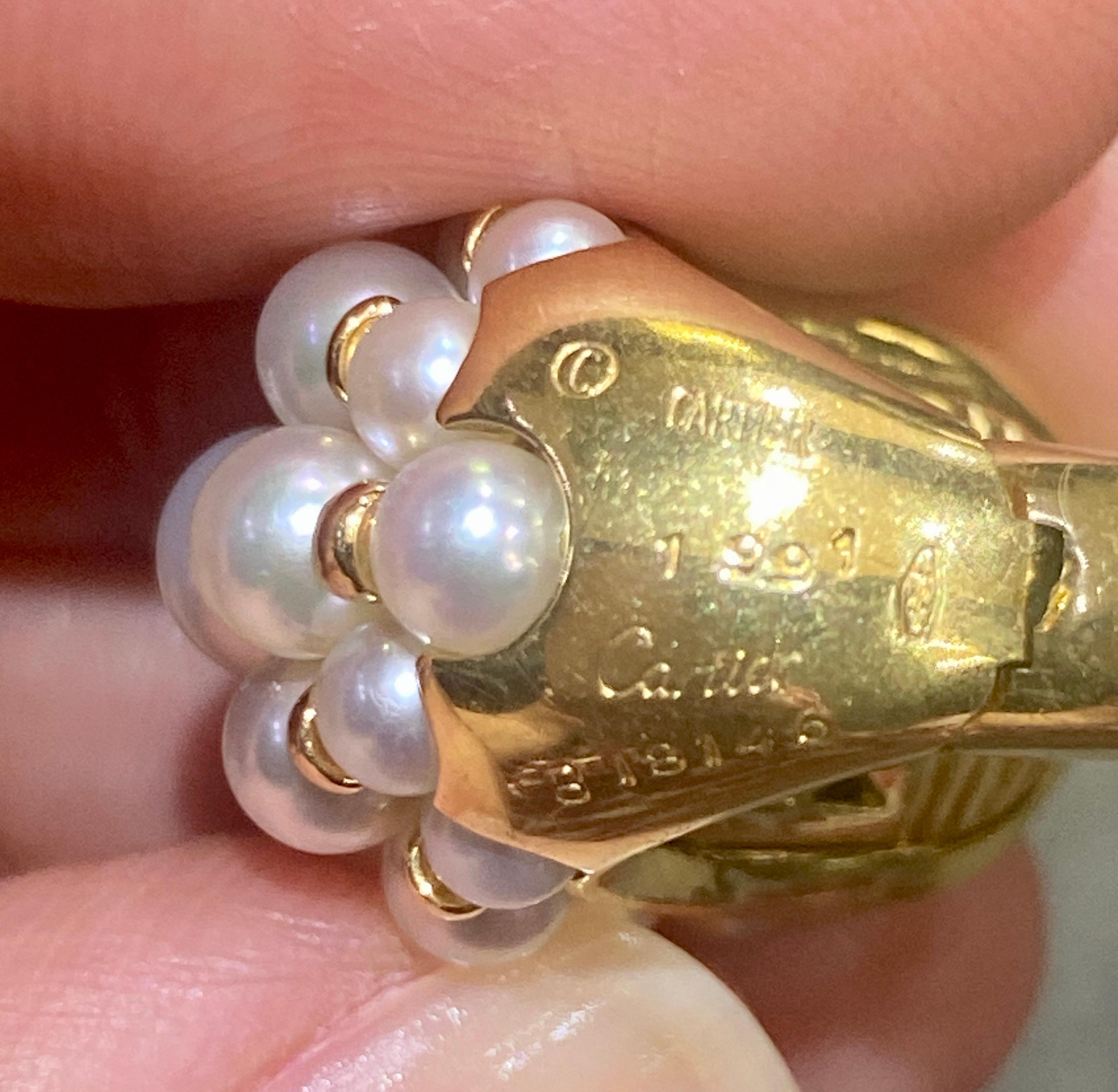 Cartier 18k gold, diamond and pearl earrings 2