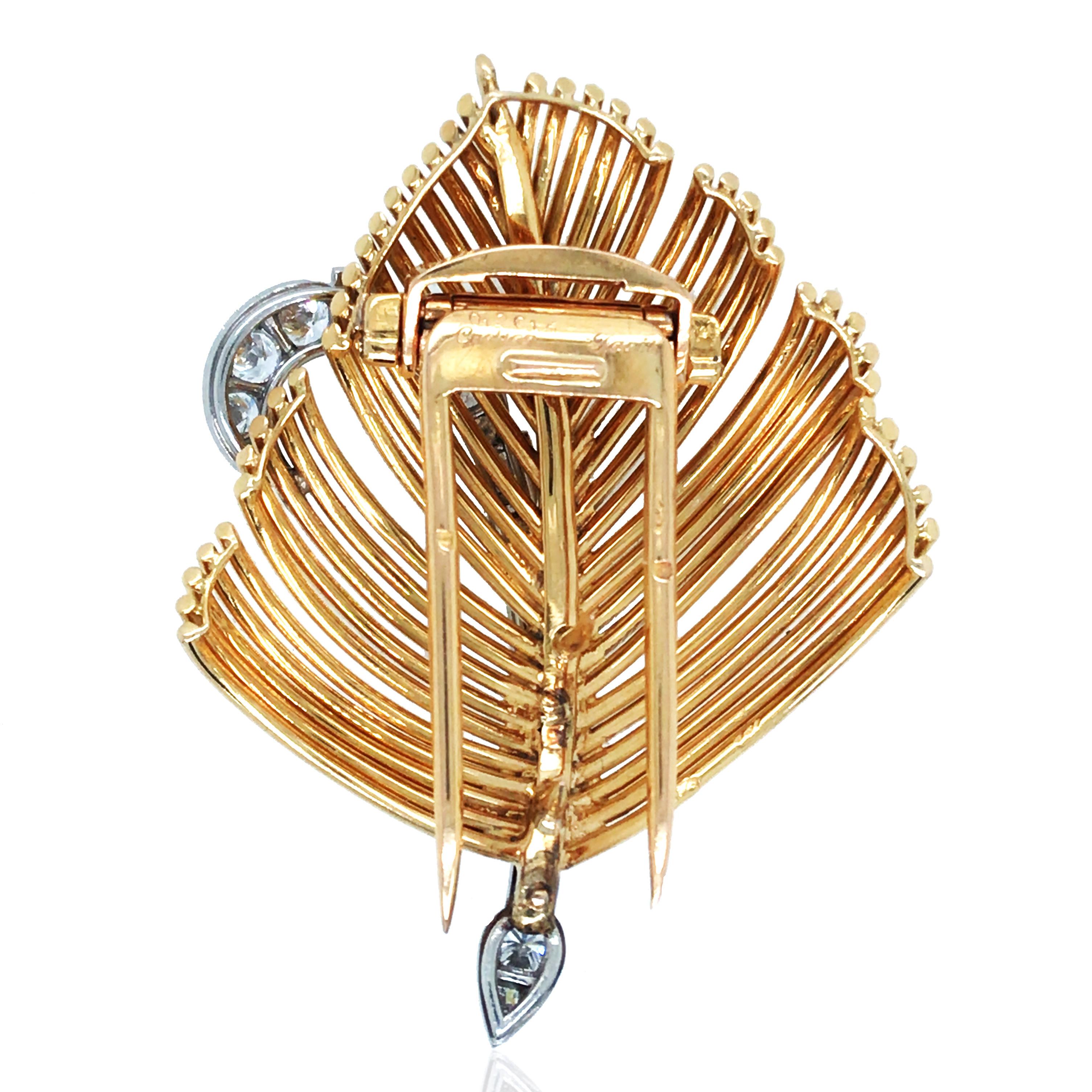 Cartier, 18K Gold Diamond Brooch In Good Condition For Sale In New York, NY