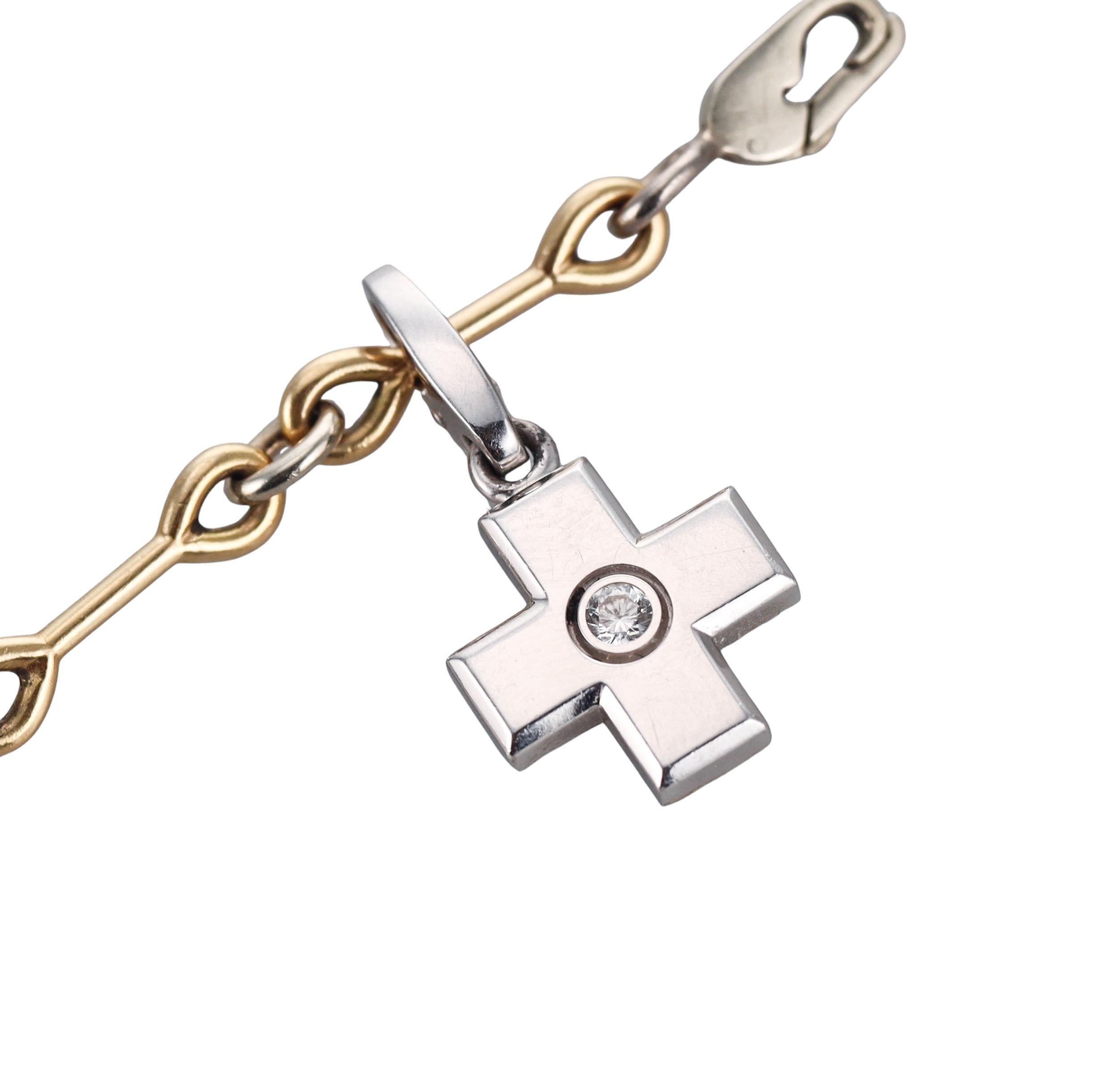 Pulsera Encanto Cruz y Reloj Santos Cartier de Oro de 18k y Diamantes Corte redondo en venta