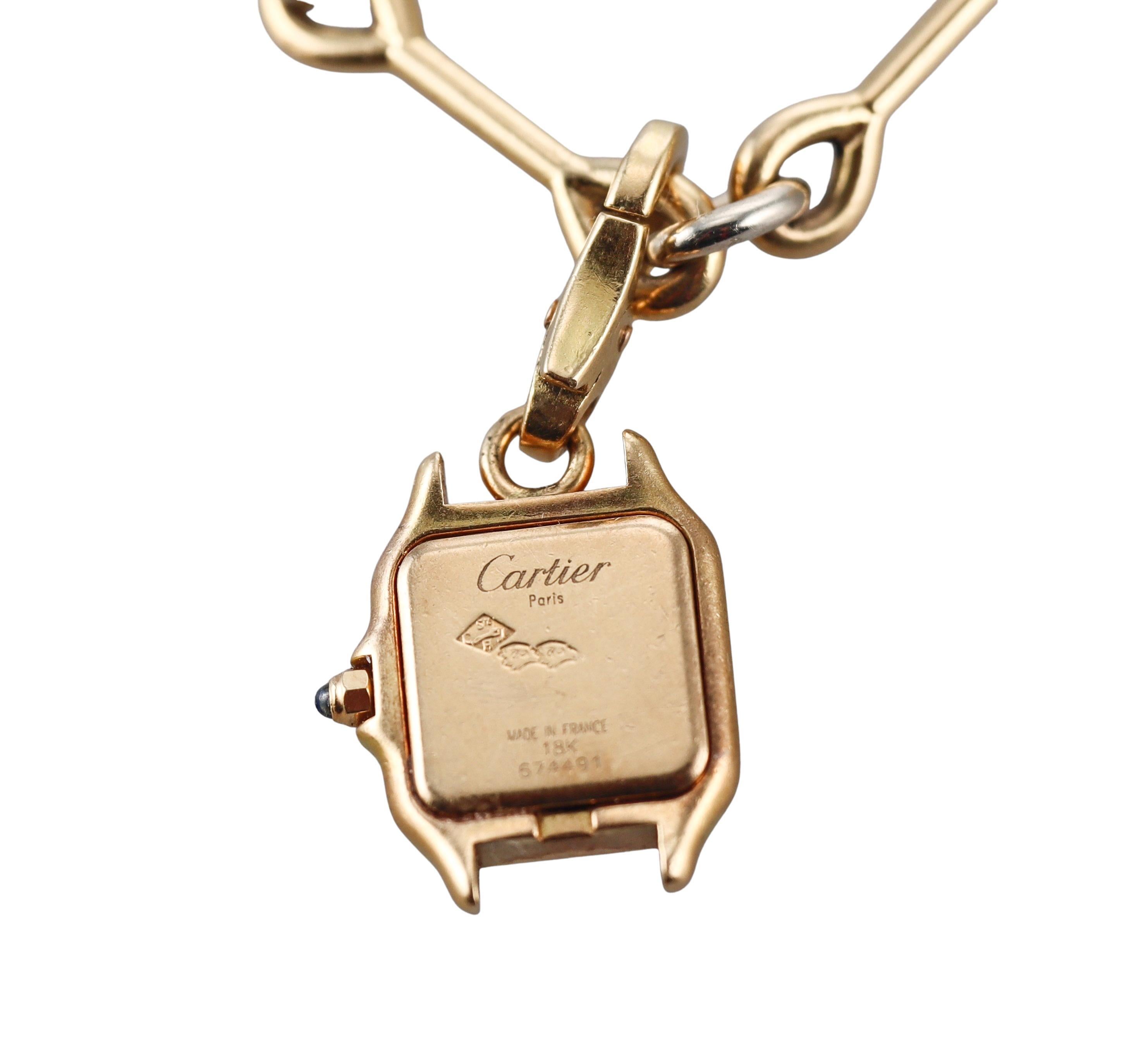 Femenino o masculino Pulsera Encanto Cruz y Reloj Santos Cartier de Oro de 18k y Diamantes en venta