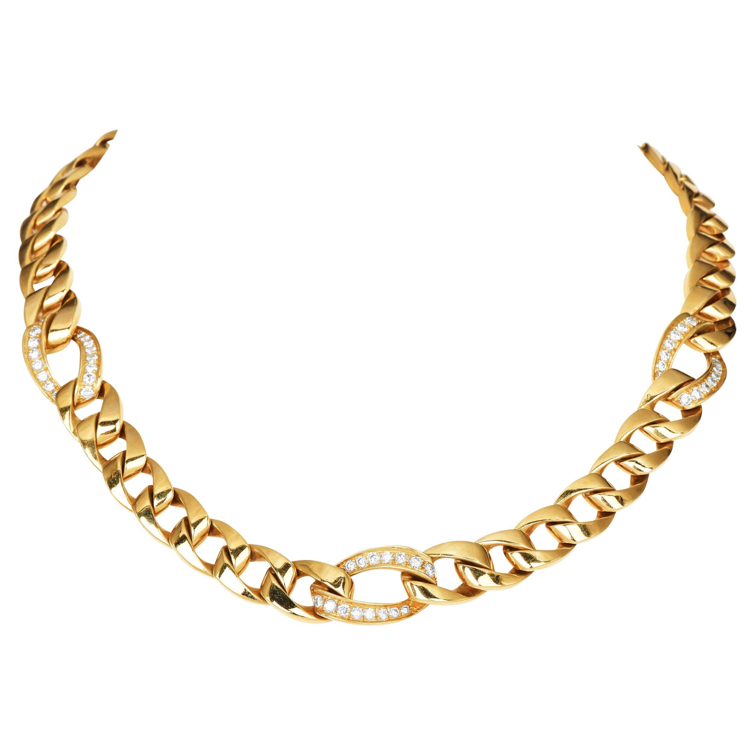 Collier ras du cou en or 18K à maillons en diamants de Cartier
