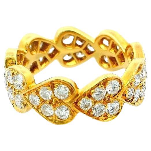 Cartier 18K Gold Diamond Heart Band Ring 51