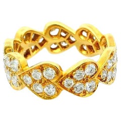 Cartier 18K Gold Diamond Heart Band Ring 51