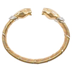 Cartier 18k Gold Diamond Panthère Cuff Bracelet