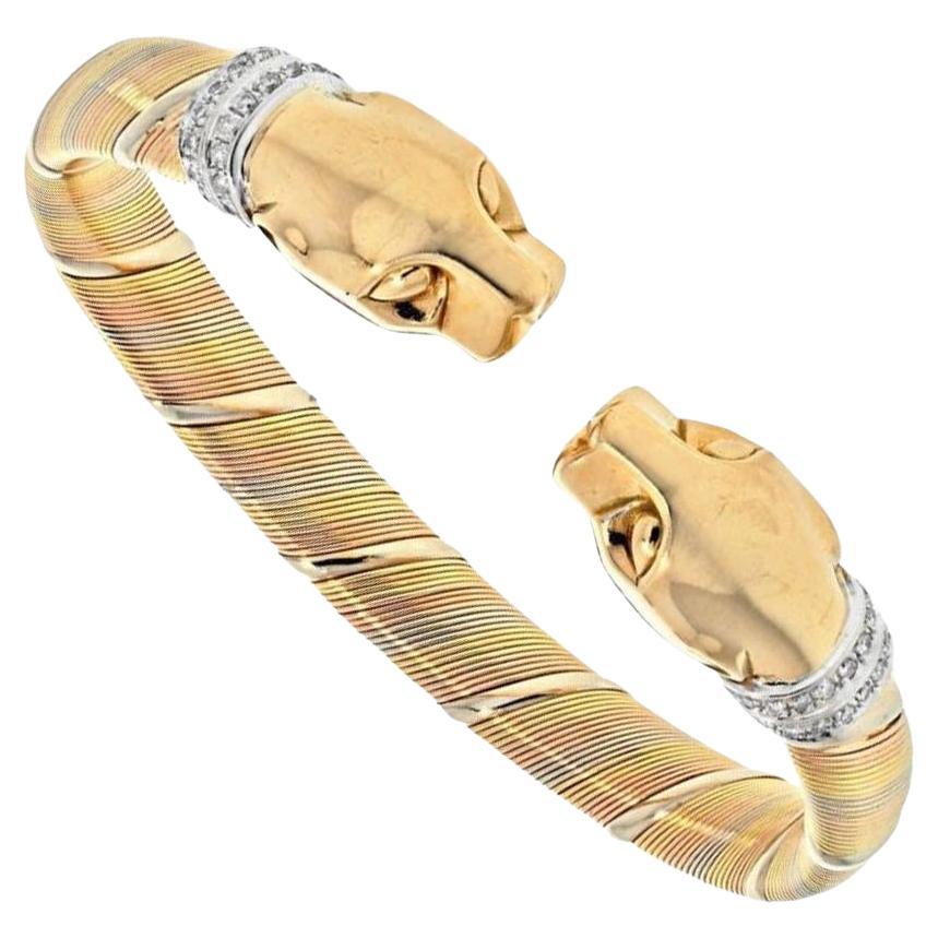 Cartier 18k Gold Diamond Panthère Cuff Bracelet