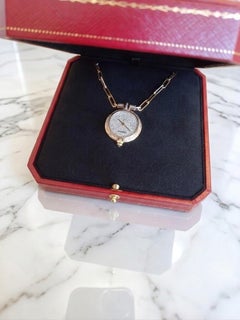 Cartier 18K Gold Diamond Pavé Pendant Watch Manual Wind Vintage