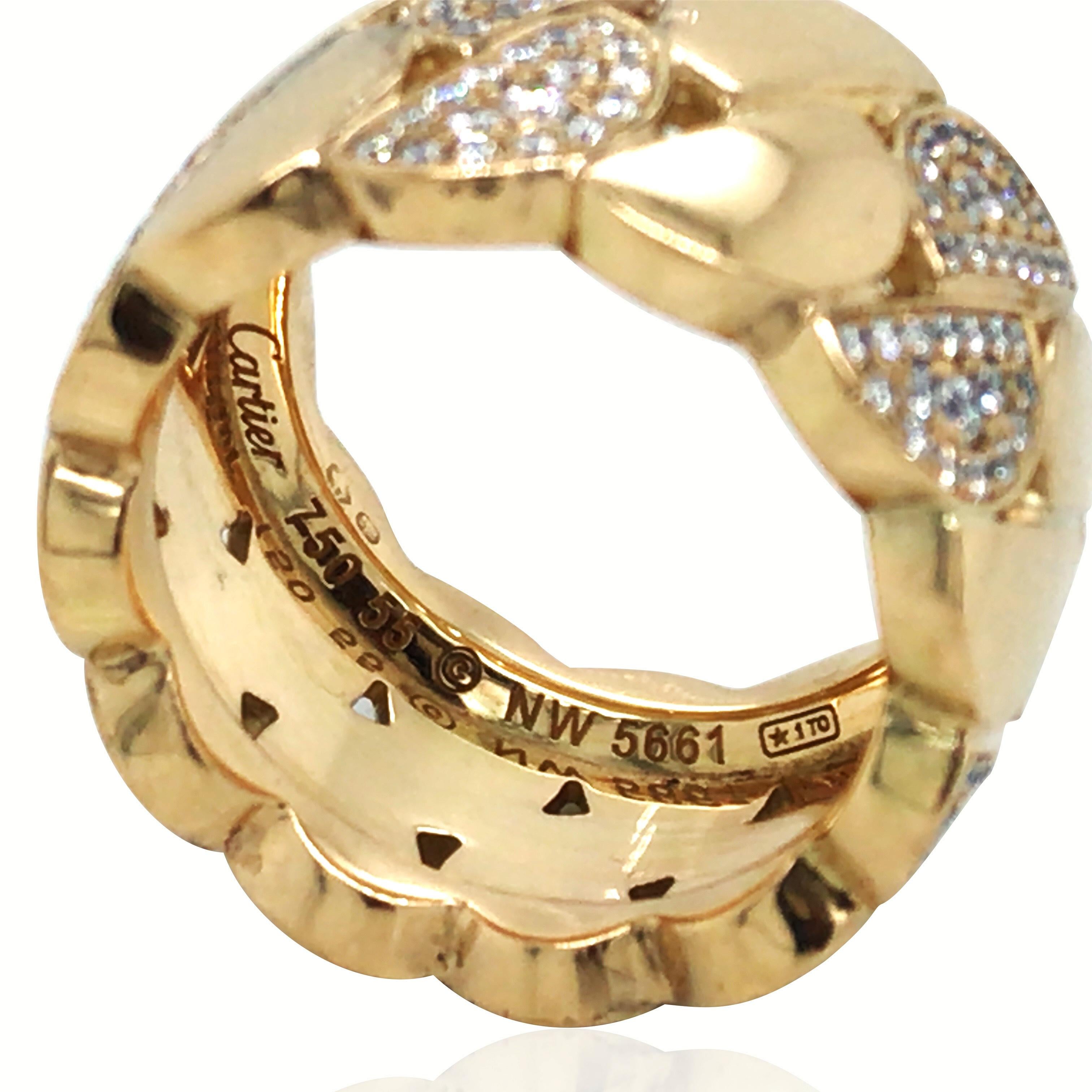 Taglio rotondo Cartier, Anello con diamanti in oro 18 carati in vendita