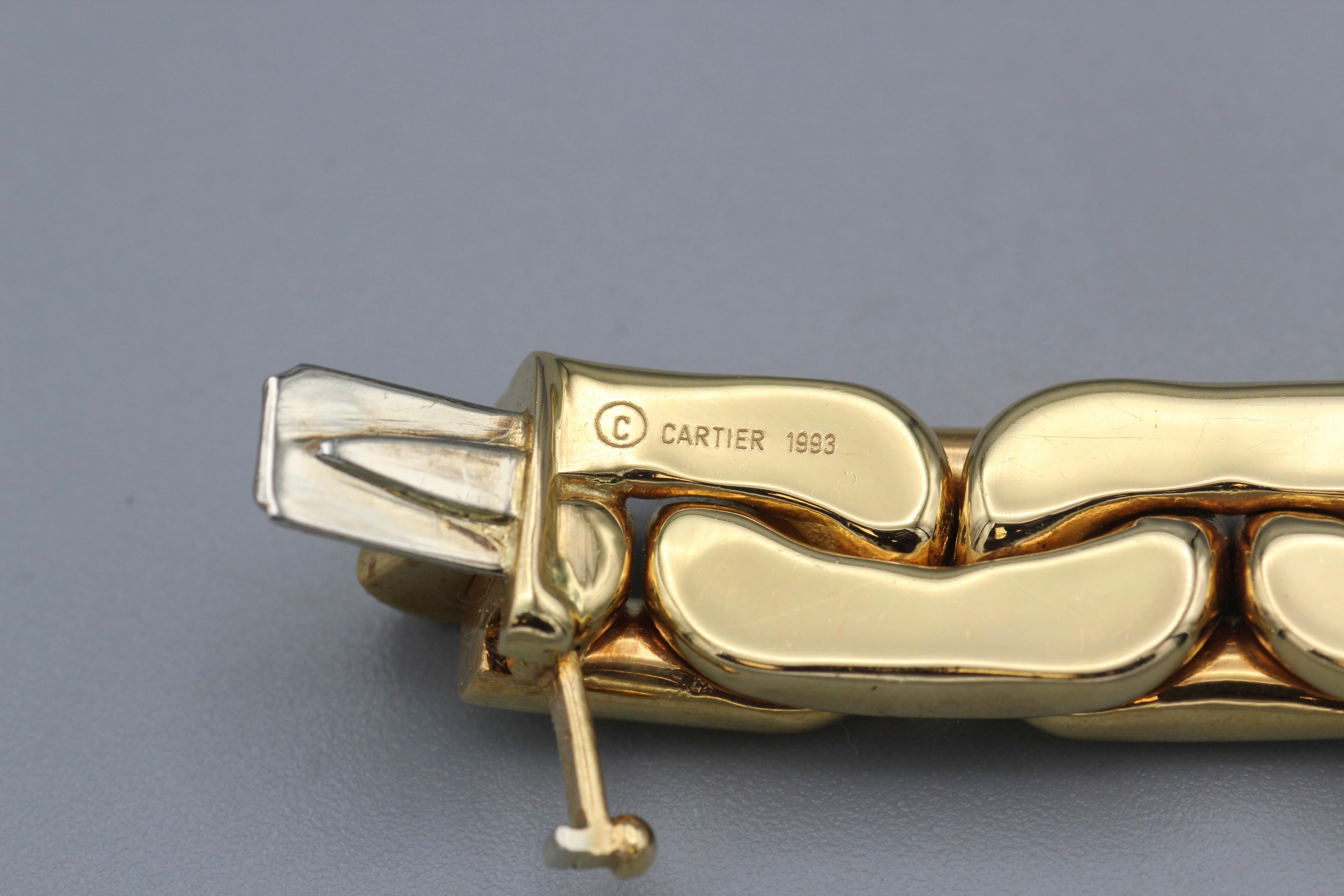 Women's or Men's Cartier 18k Gold Elongated Curb Link Bracelet For Sale