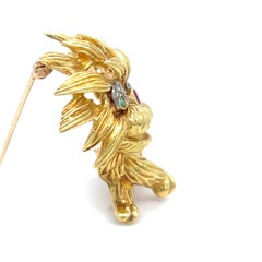 Cartier 18k Gold Emerald, Ruby and Diamond Lion Dragon Brooch Vintage