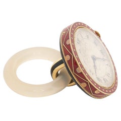 Cartier 18k Gold, Enamel, and Chalcedony Pendant Watch