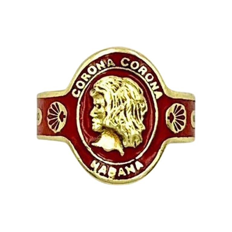 Cartier 18K Gold Enamel Cigar Band Ring, Vintage 1970
s