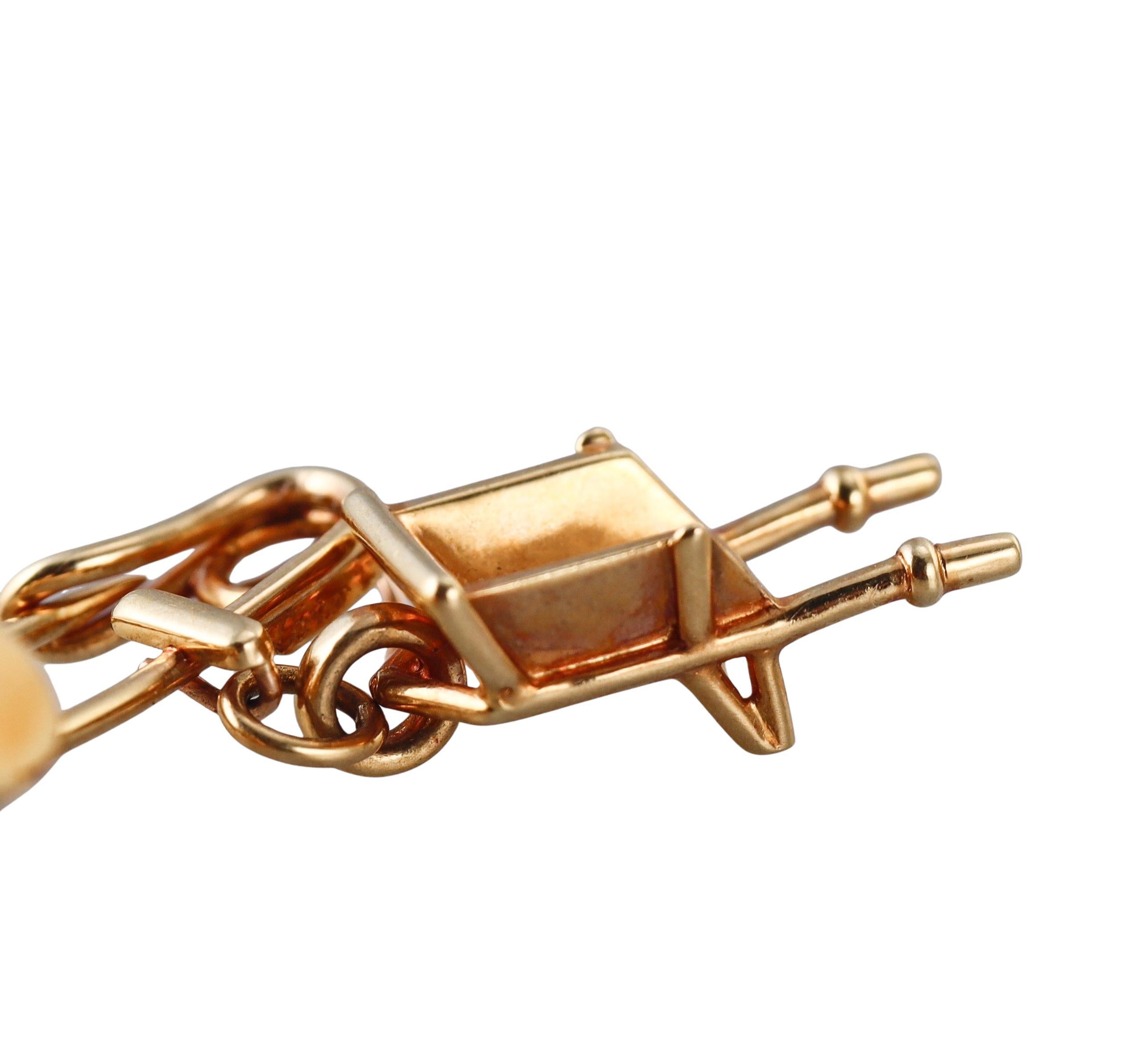Women's or Men's Cartier 18k Gold Gardening Charm Brooch Pin For Sale