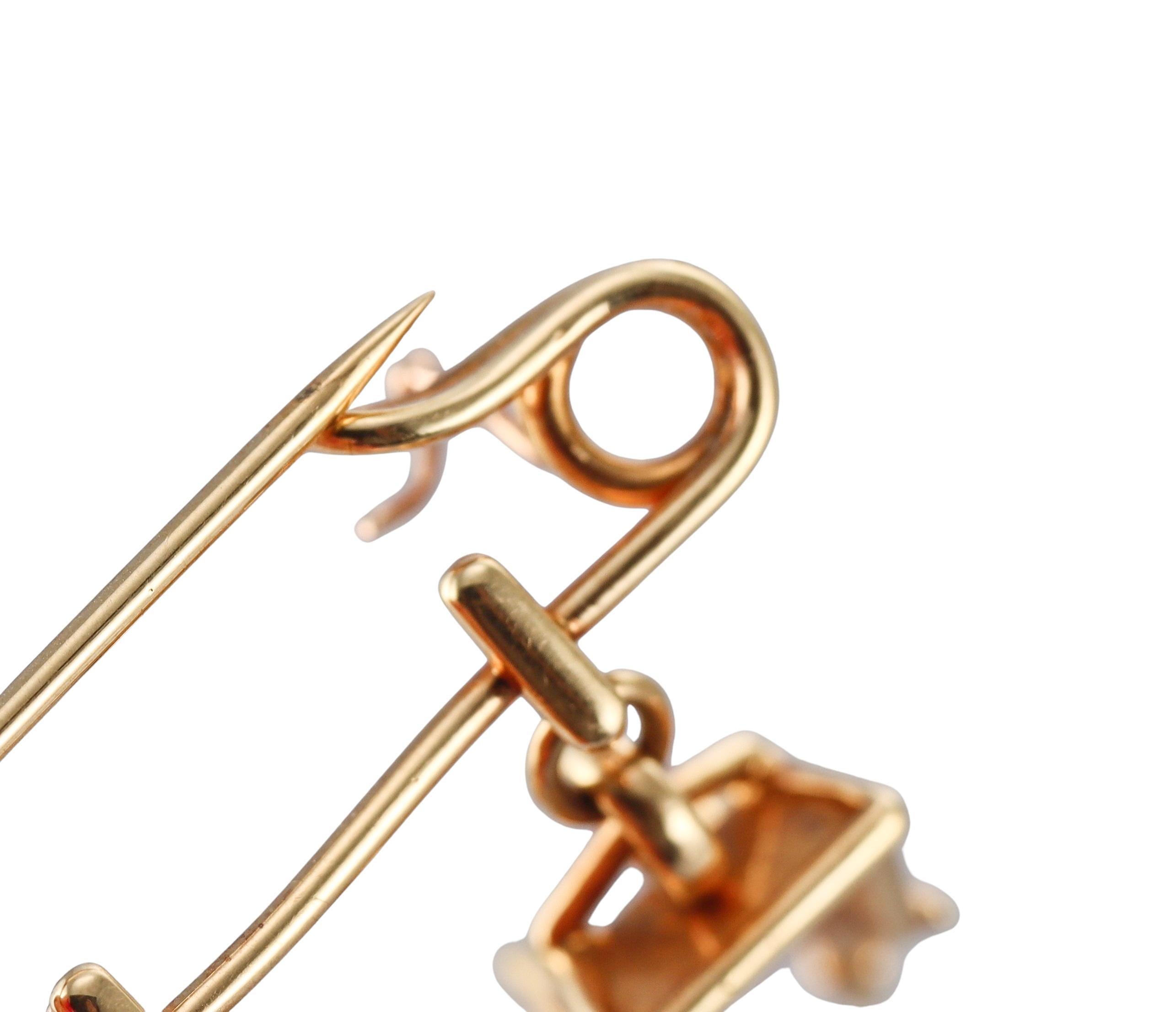 Cartier 18k Gold Gardening Charm Brooch Pin For Sale 3