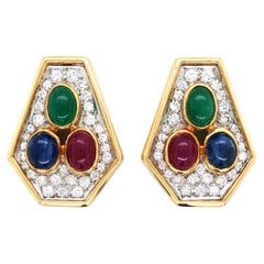Cartier, Pendientes de diamantes y piedras preciosas de oro de 18 quilates