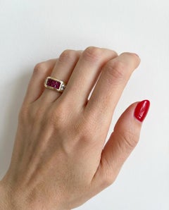 Cartier 18K Gold Invisible Ruby Diamond Band Ring