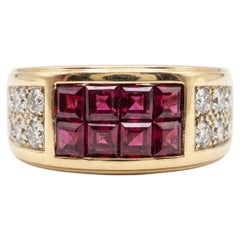 Cartier 18K Gold Invisible Ruby Diamond Band Ring