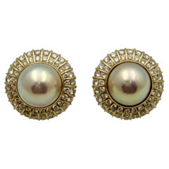 Cartier 18k Gold Mabe Pearl Diamond Earrings