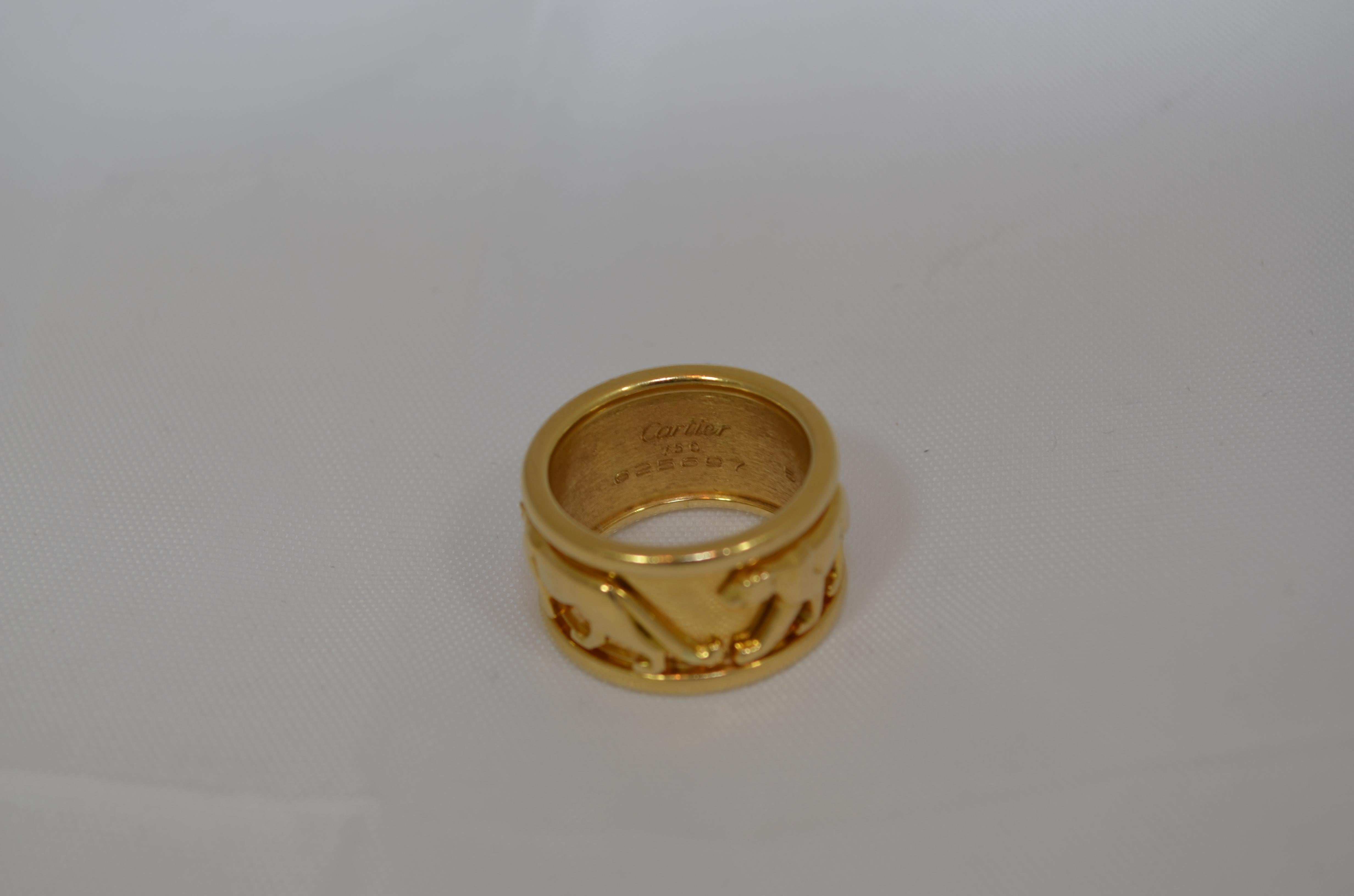 Cartier 18 Karat Gold Panther-Ring mit Schachtel für Damen oder Herren