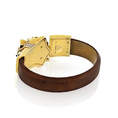 Cartier 18 Karat Gold Panthere Diamond Onyx and Enamel Bracelet