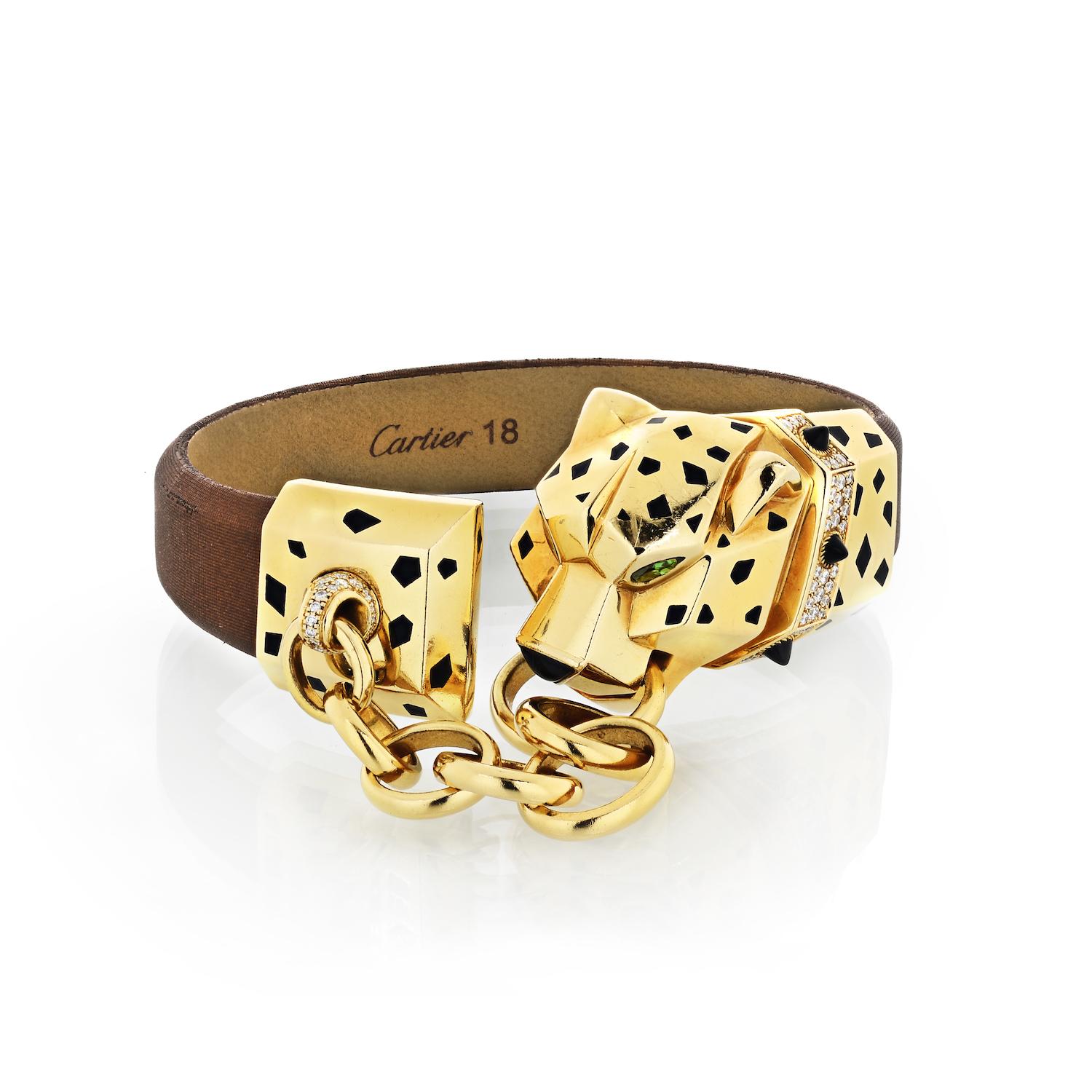 Moderne Cartier Bracelet panthère en or 18 carats, diamant, onyx et émail en vente