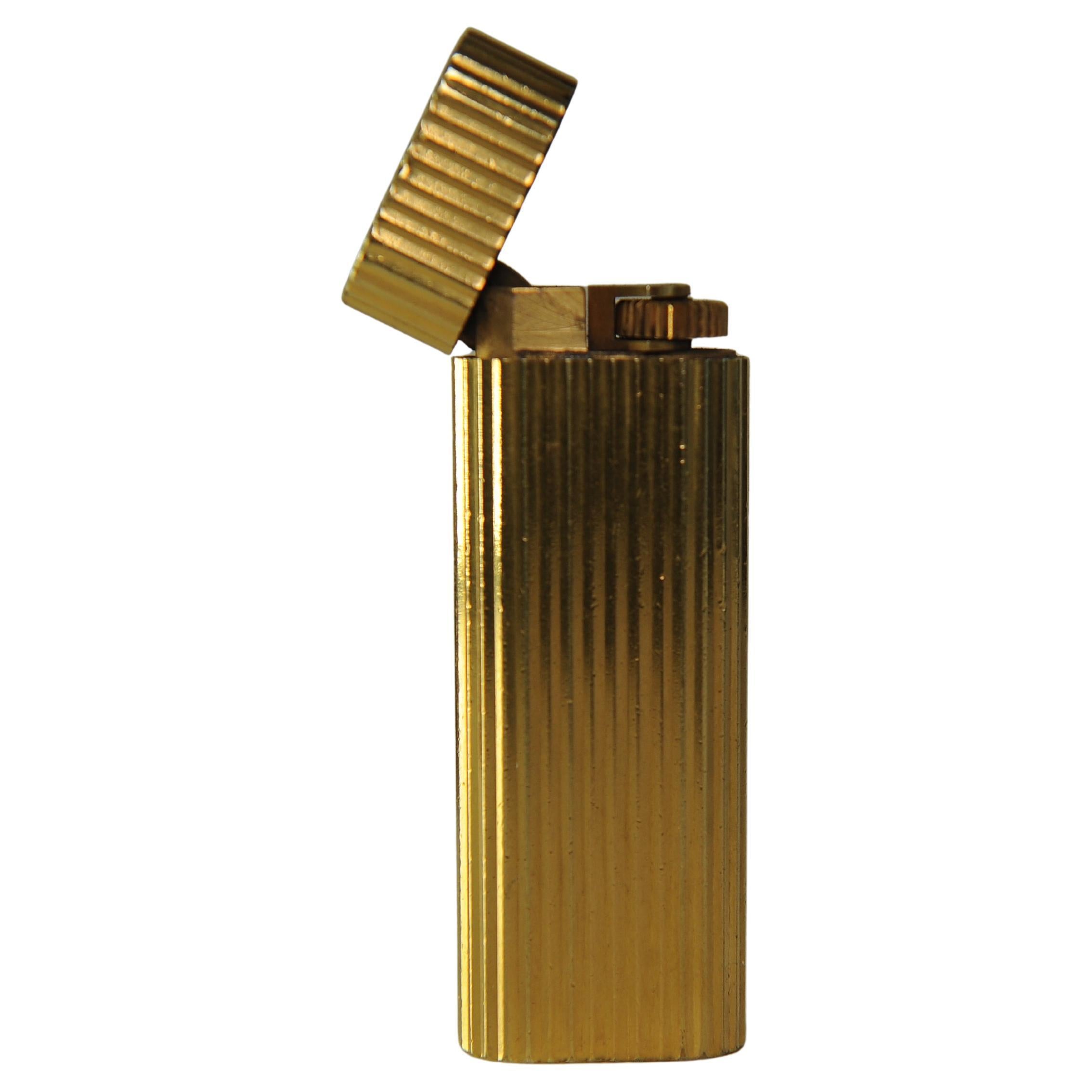 Cartier 18k Gold plattiert Godron Tasche Zigarettenanzünder & Cartier Box 5