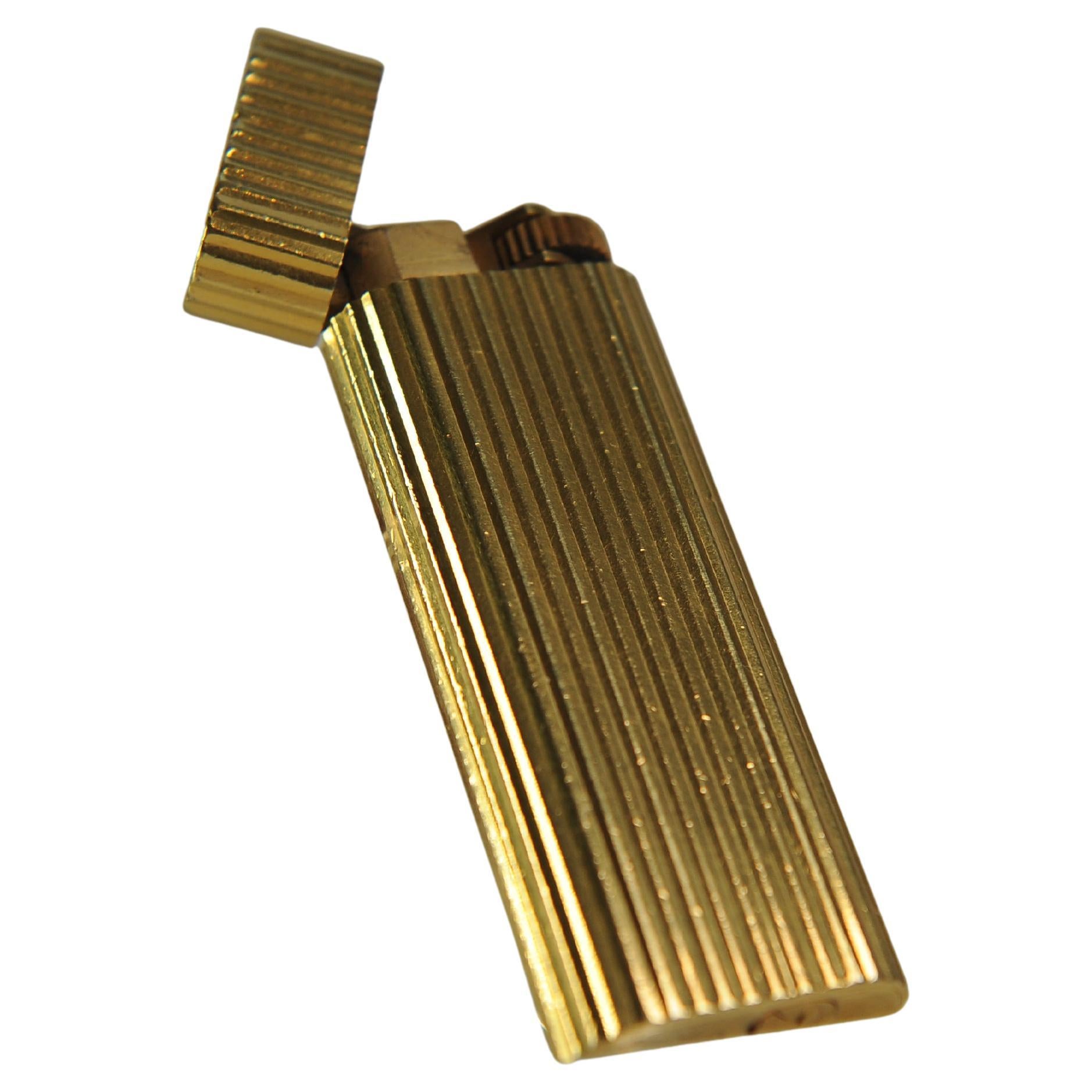 Cartier 18k Gold plattiert Godron Tasche Zigarettenanzünder & Cartier Box 7