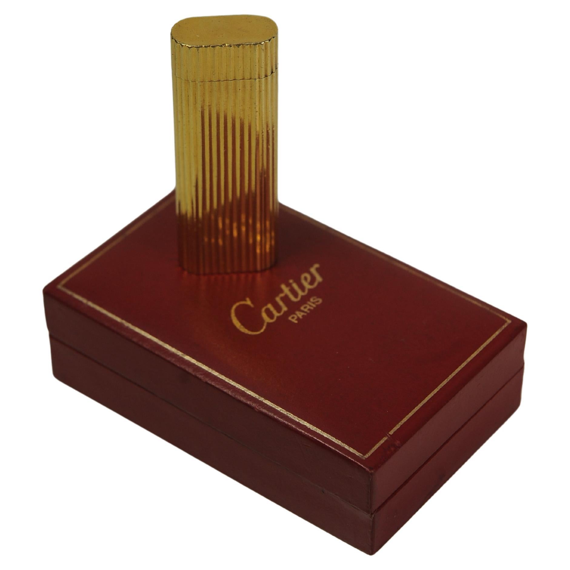 Cartier 18k Gold plattiert Godron Tasche Zigarettenanzünder & Cartier Box (Art déco)
