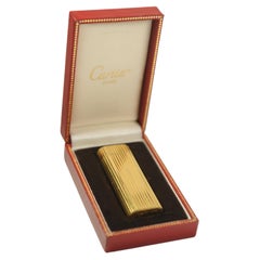 Cartier 18k Gold plattiert Godron Tasche Zigarettenanzünder & Cartier Box