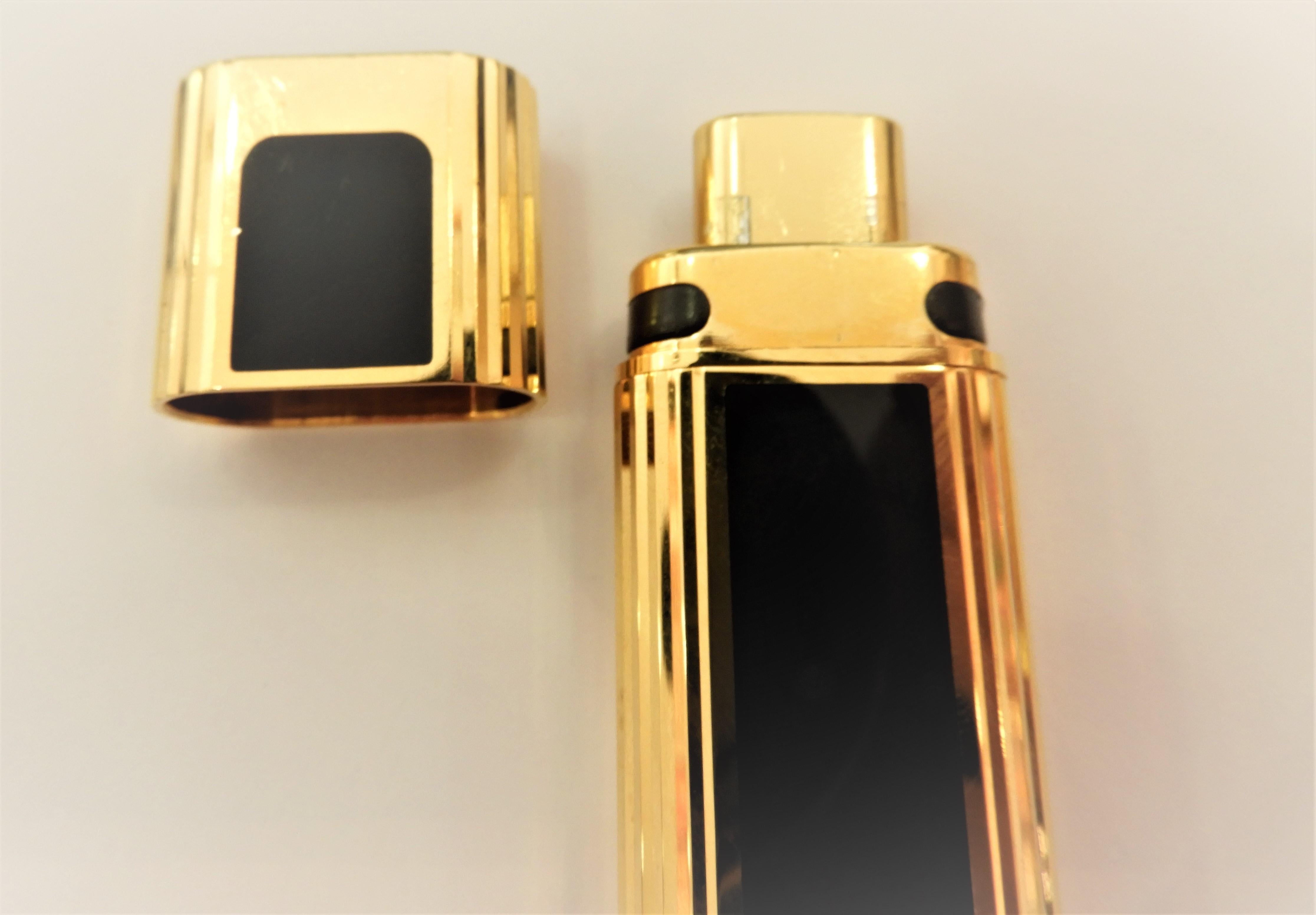 Cartier 18k Gold Plated Pocket Fragance Case with Black Enamel In Good Condition In Bilbao, ES