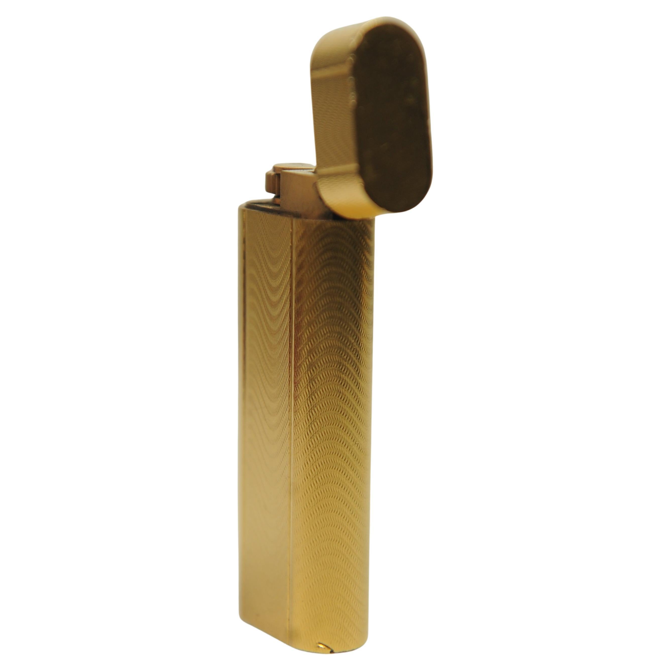 Cartier 18k Gold Plated Working Pocket Cigarette Lighter & Cartier Box For Sale 3