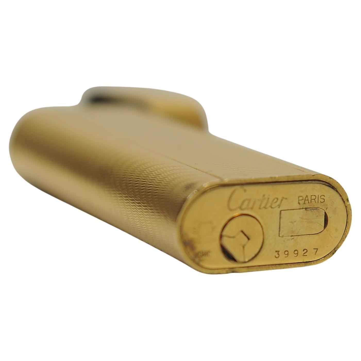 Cartier 18k Gold Plated Working Pocket Cigarette Lighter & Cartier Box For Sale 5