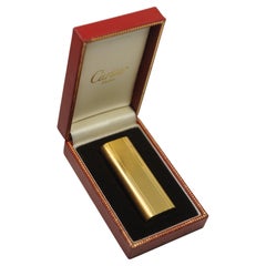 Cartier 18k Gold Plated Working Pocket Cigarette Lighter & Cartier Box