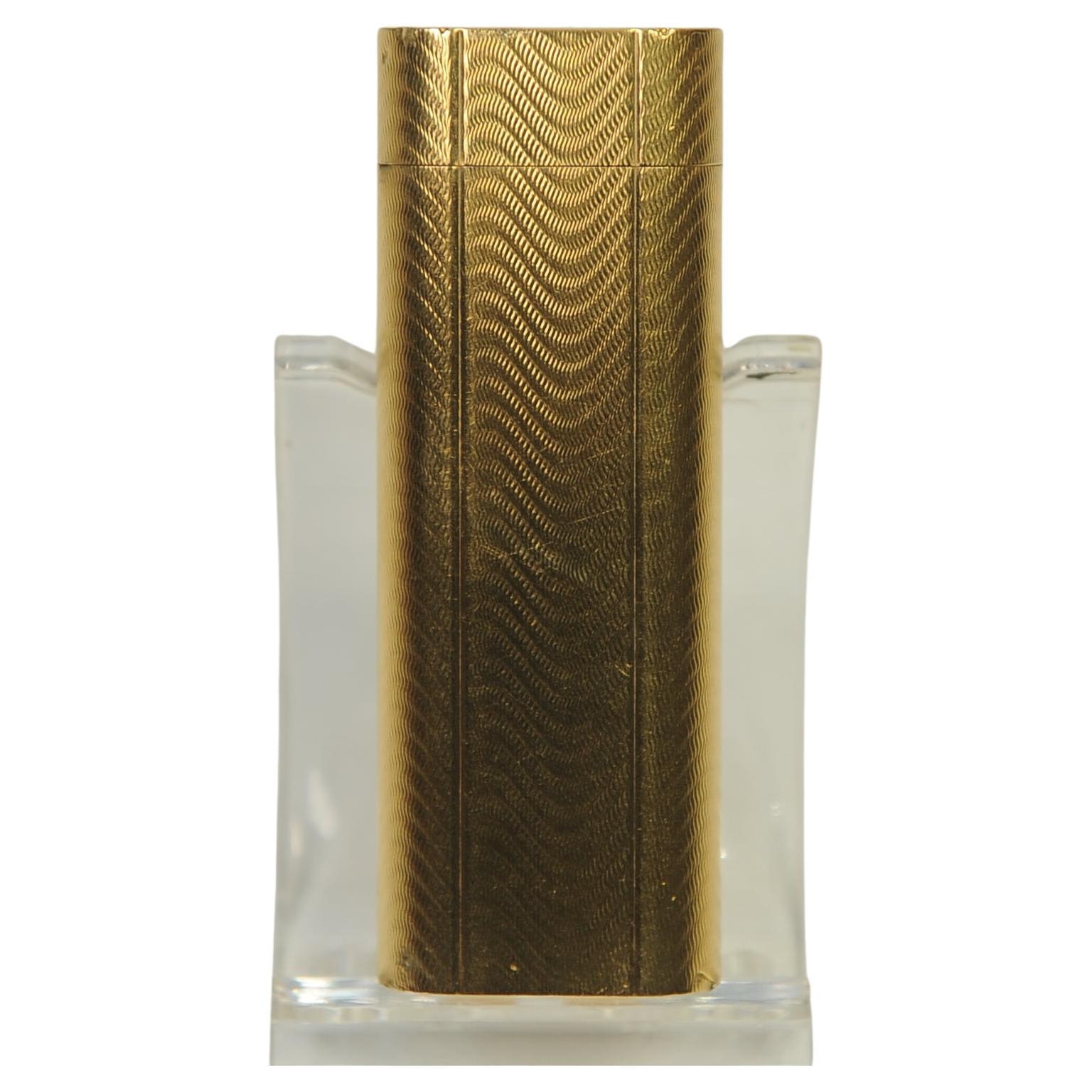 Cartier 18k Gold Plated Working Pocket Cigarette Lighter & Cartier Box For Sale 1