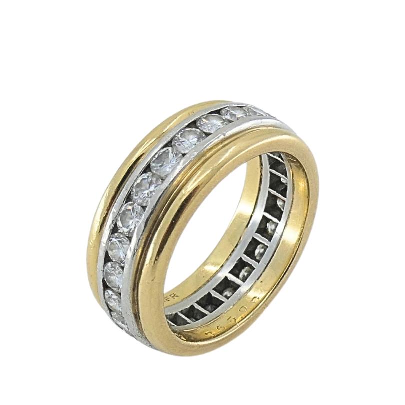 Anello a fascia con diamante in platino e oro 18 carati di Cartier In condizioni buone in vendita a Beverly Hills, CA