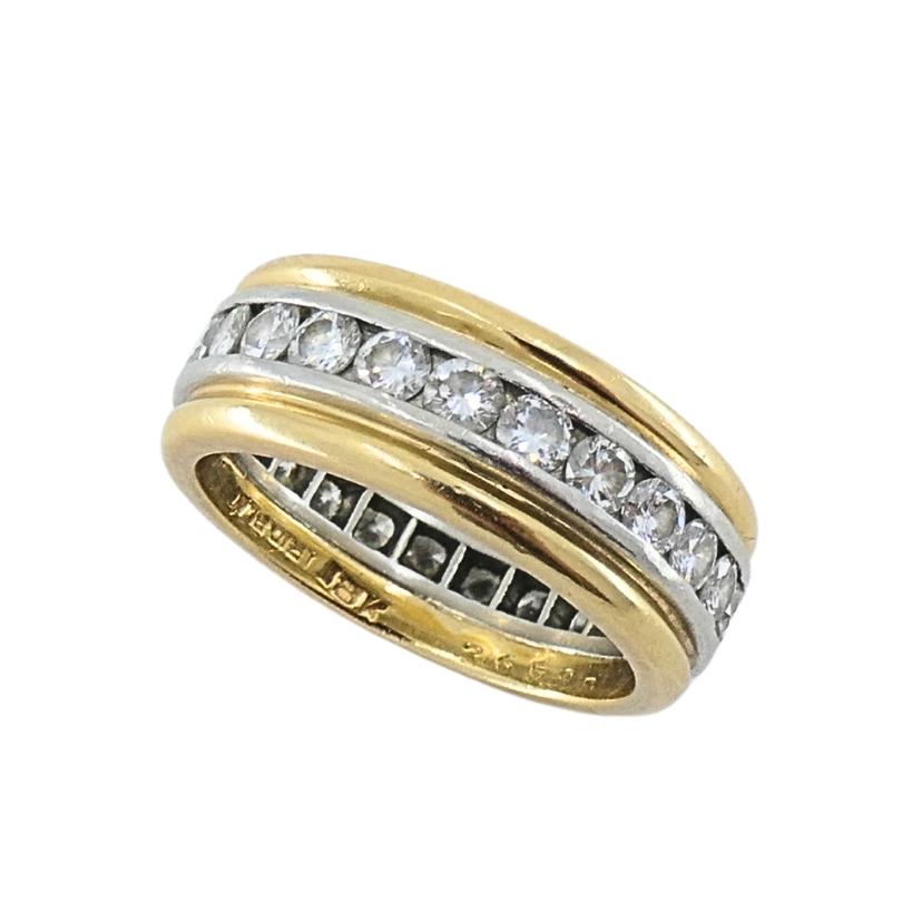 da uomo o donna Anello a fascia con diamante in platino e oro 18 carati di Cartier in vendita