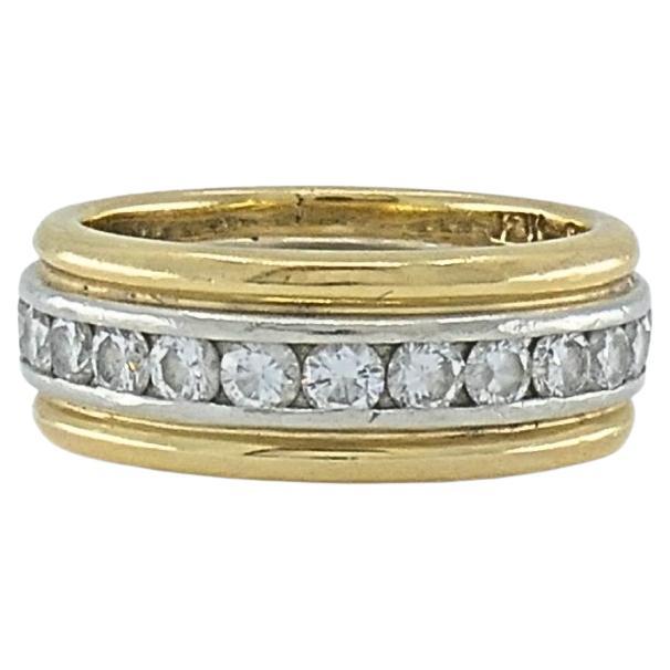 Anello a fascia con diamante in platino e oro 18 carati di Cartier in vendita 2