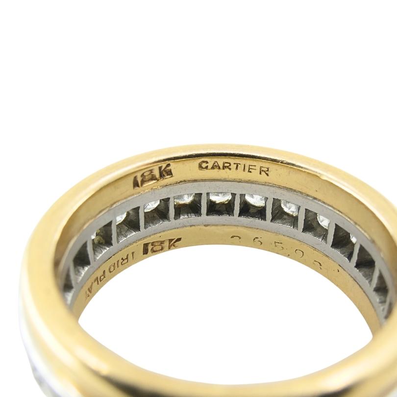 Anello a fascia con diamante in platino e oro 18 carati di Cartier in vendita 3