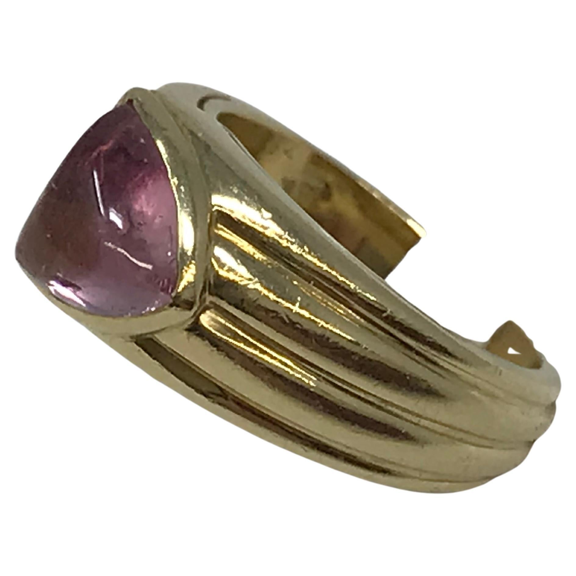 Cabochon Cartier 18k Gold Ring Tourmaline & Diamonds For Sale