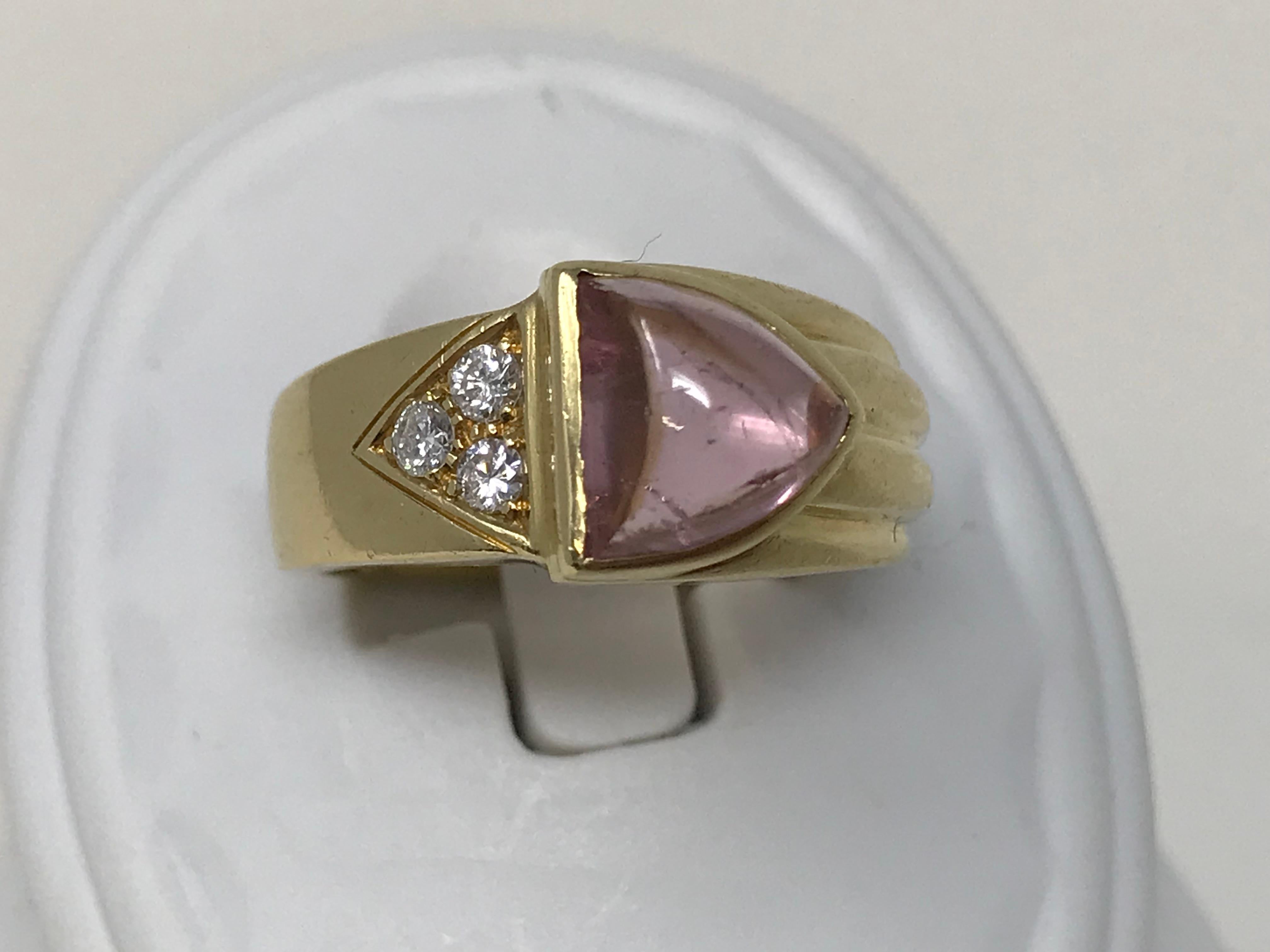 Cartier 18k Gold Ring Tourmaline & Diamonds For Sale 1