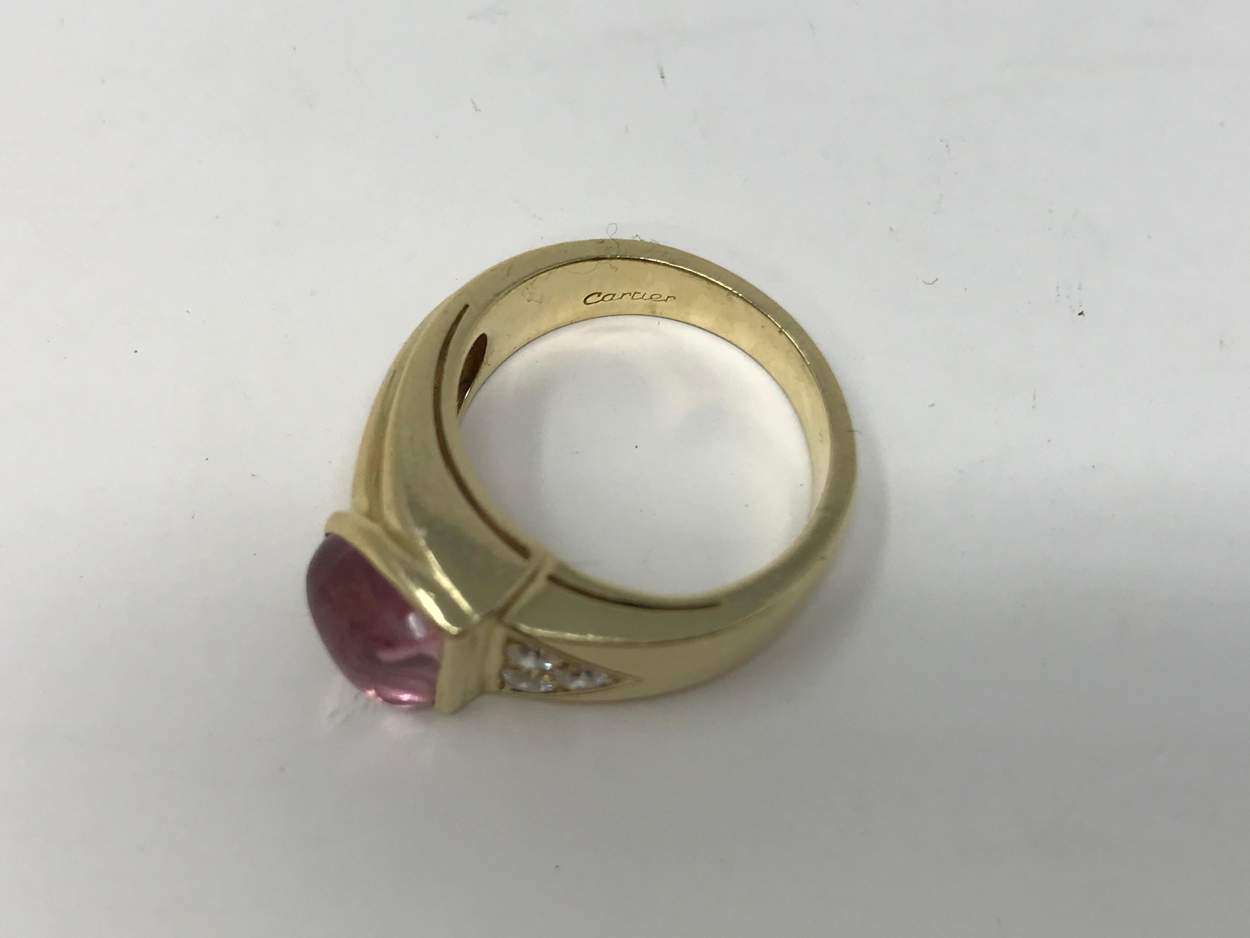 Cartier 18k Gold Ring Tourmaline & Diamonds For Sale 2