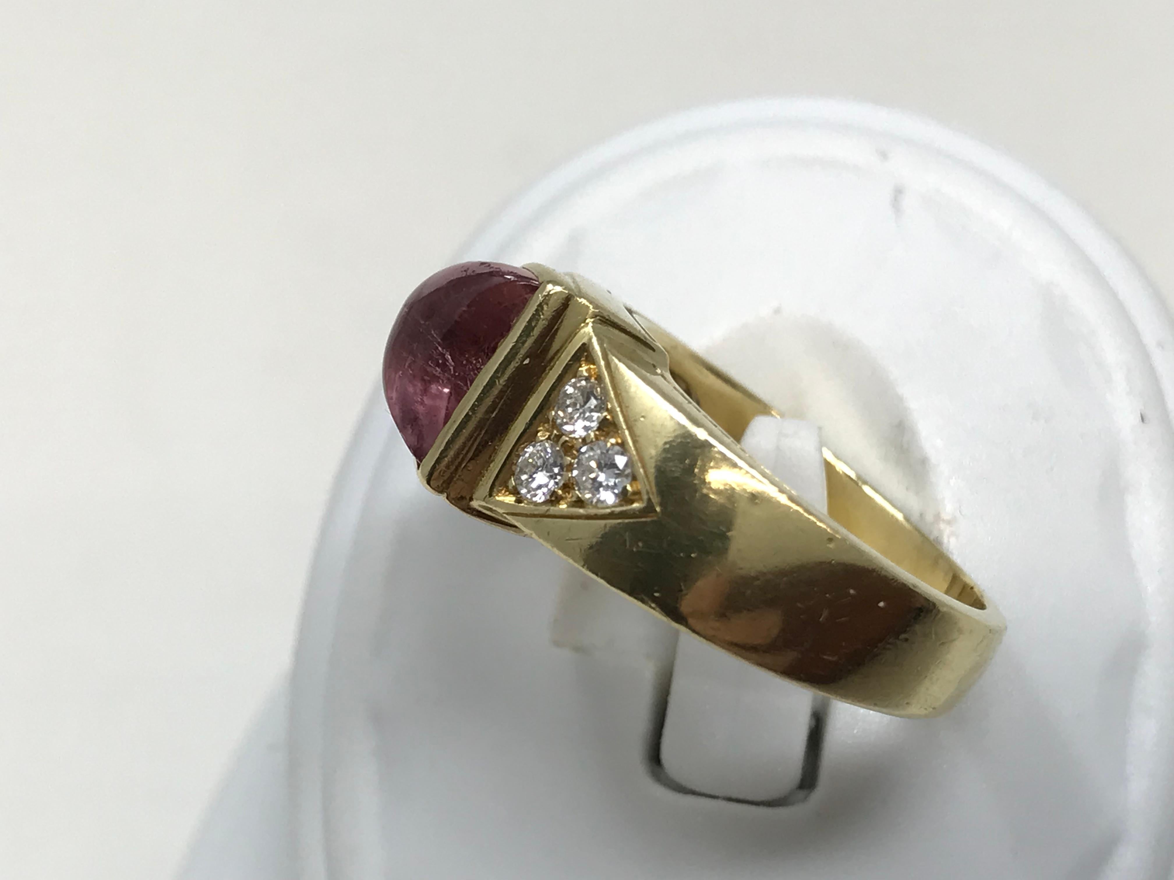 Cartier 18k Gold Ring Tourmaline & Diamonds For Sale 4