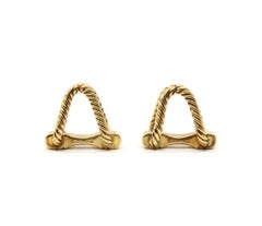 Cartier 18K Gold Rope Twist Stirrup Cufflink