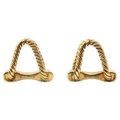 Cartier 18K Gold Rope Twist Stirrup Cufflink