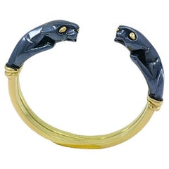 Cartier 18k  Gold Silverium Double Panthere Cuff Bracelet
