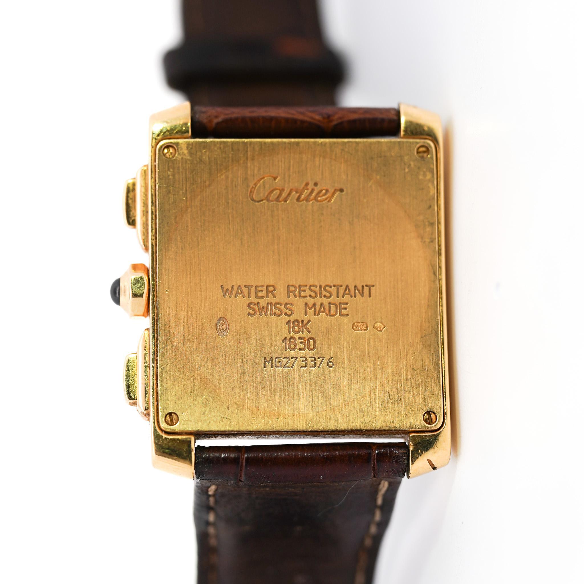Cartier: 18 Karat Gold Tank Francaise Chronograph XL Uhr im Zustand „Gut“ im Angebot in Miami, FL