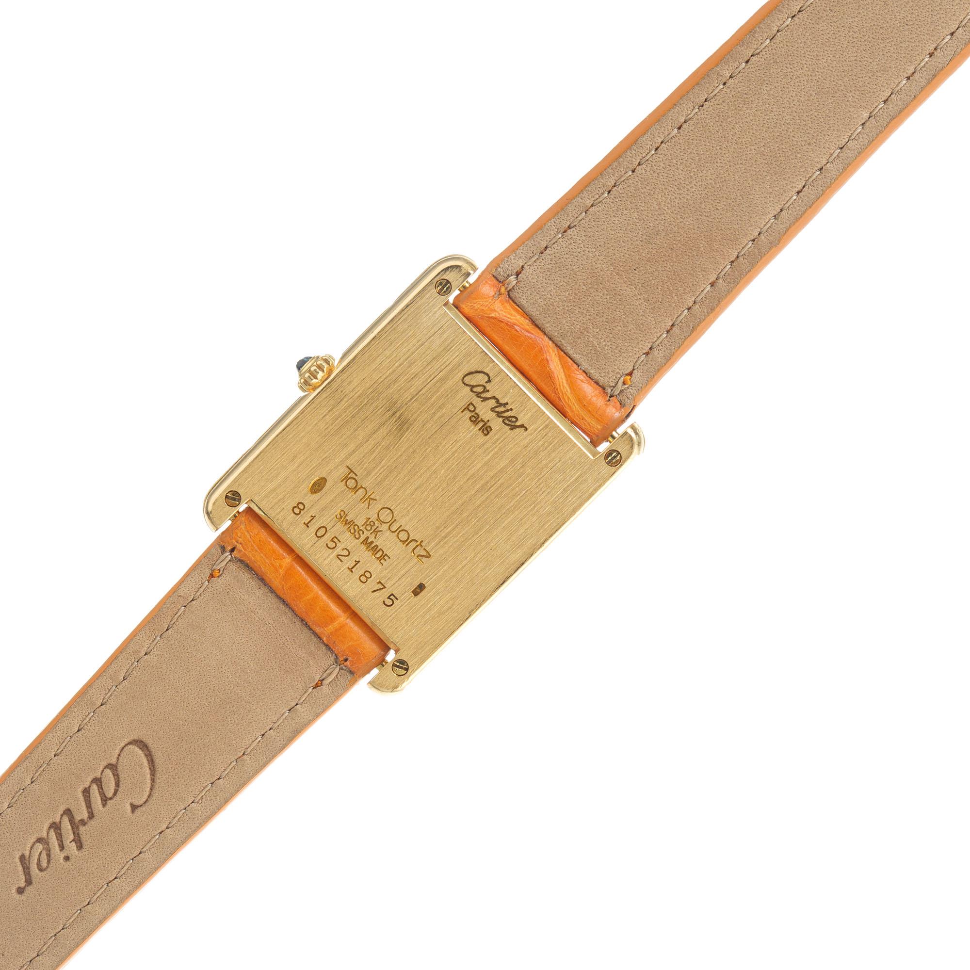 Cartier 18k Gold Tank Quarz Damenarmbanduhr 2