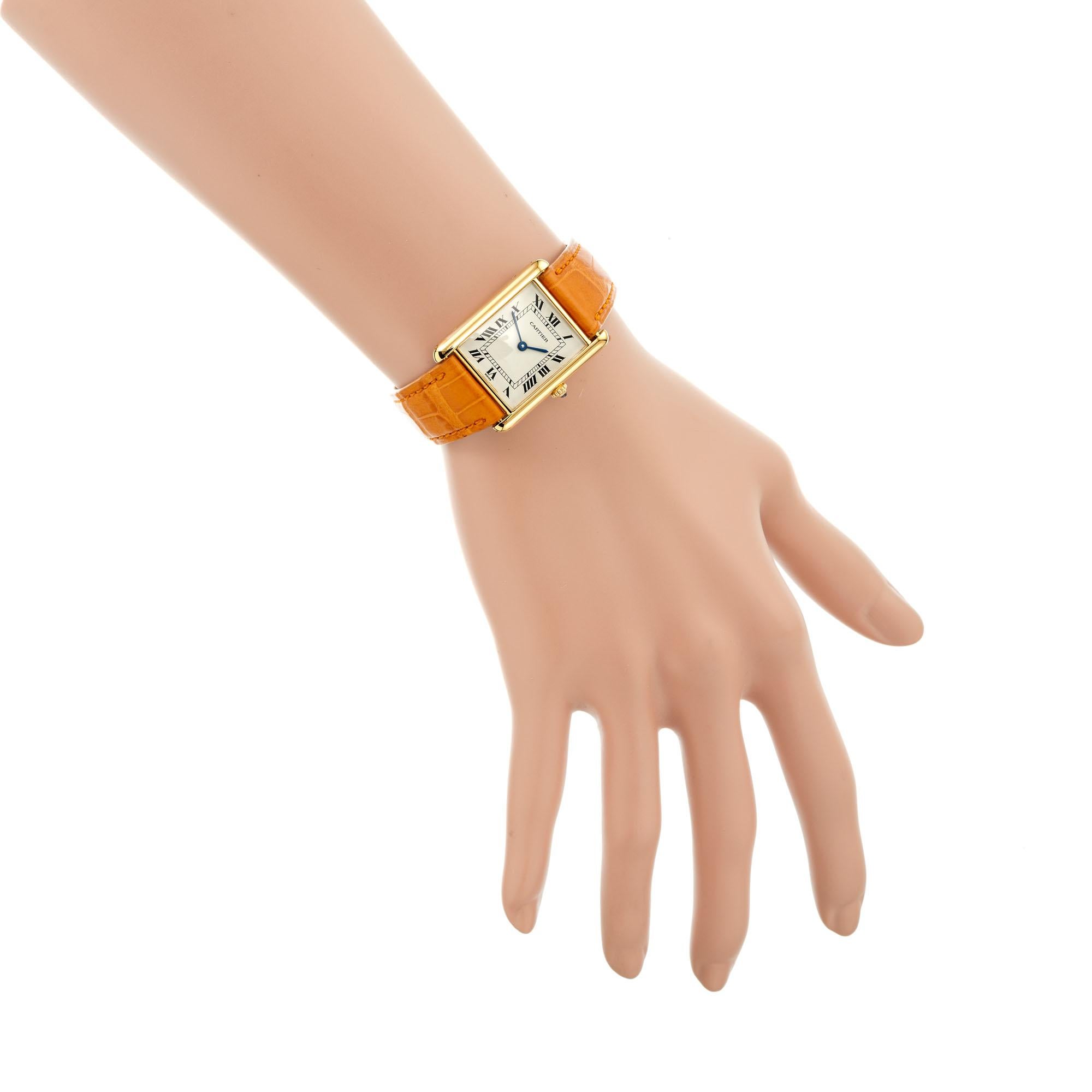 Women's Cartier 18k Gold Tank Quartz Ladies Wristwatch