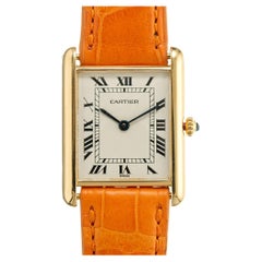 Cartier 18k Gold Tank Quartz Ladies Wristwatch