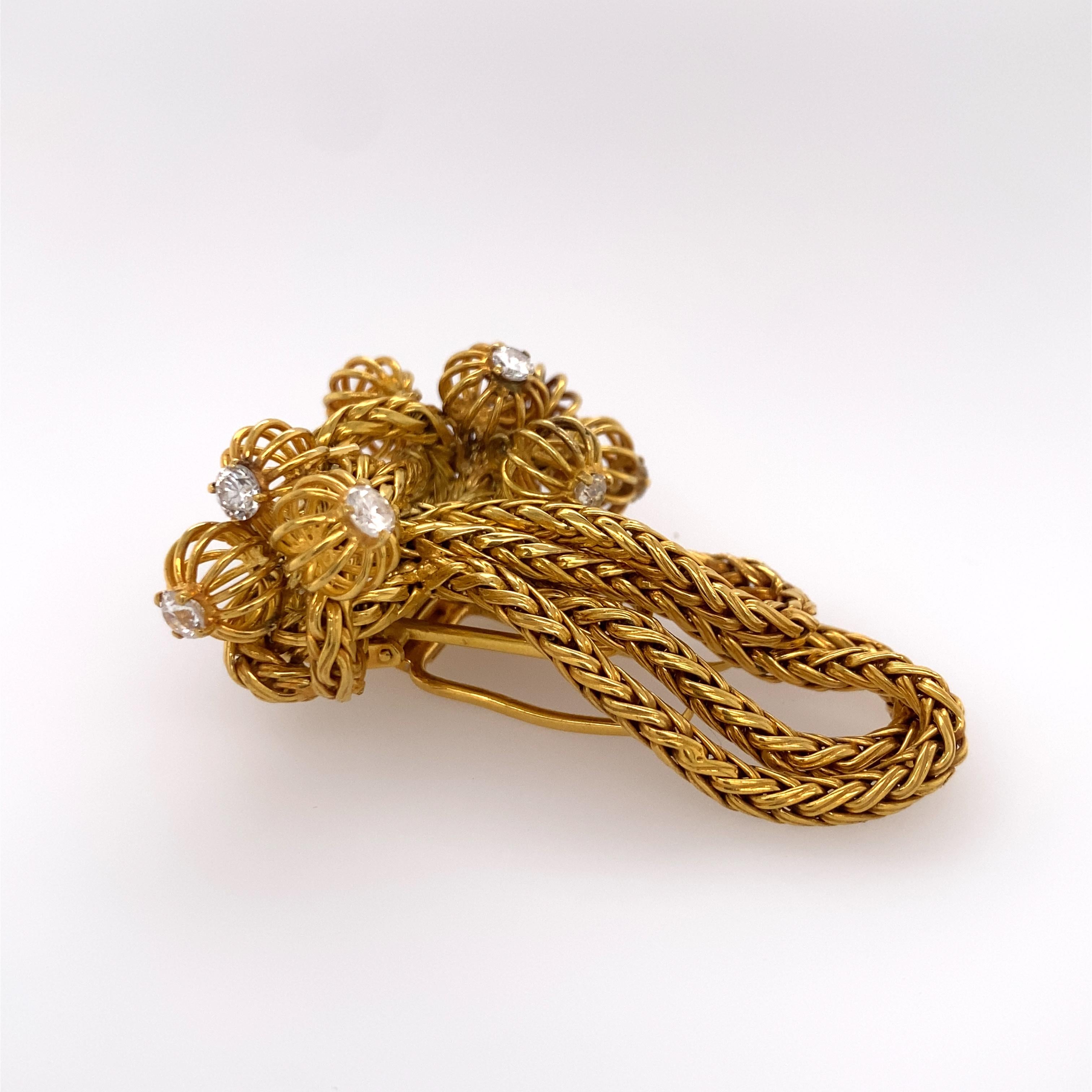 Retro Cartier 18 Karat Gold Tassel Brooch