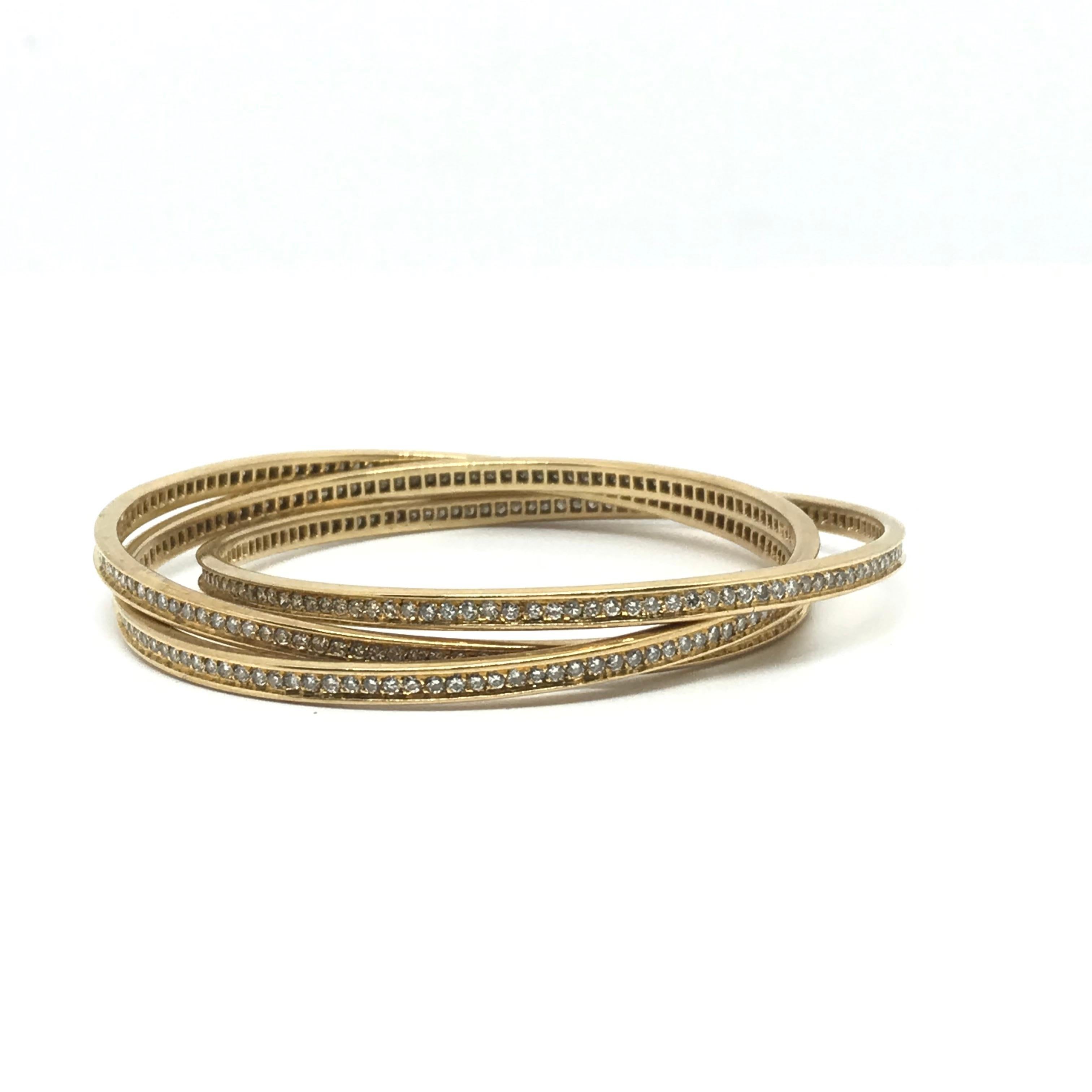 French Cut Cartier 18K Gold Trinity Bracelet For Sale